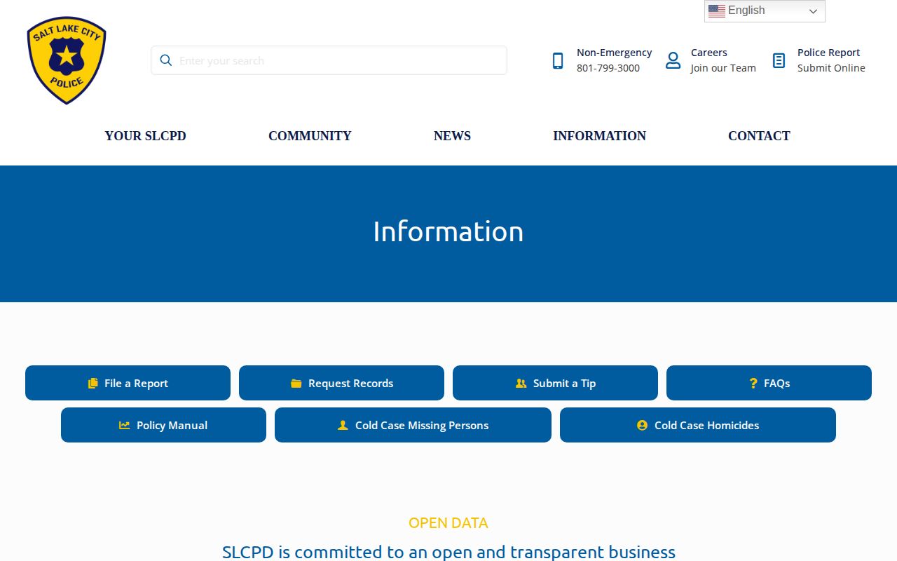 Salt Lake City Police Department information hub for Salt Lake City arrest records